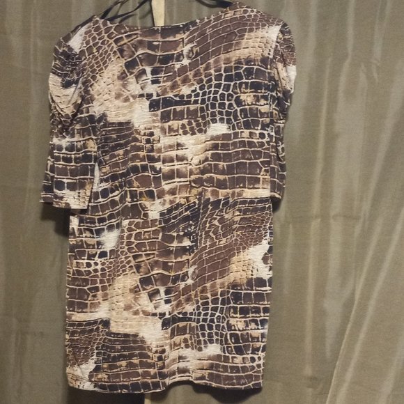 Brown Wood Beaded work casual office Top - Picture 3 of 6